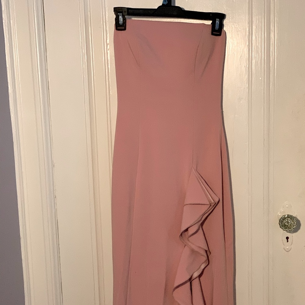 Camille La Vie blush prom gown with ruffles